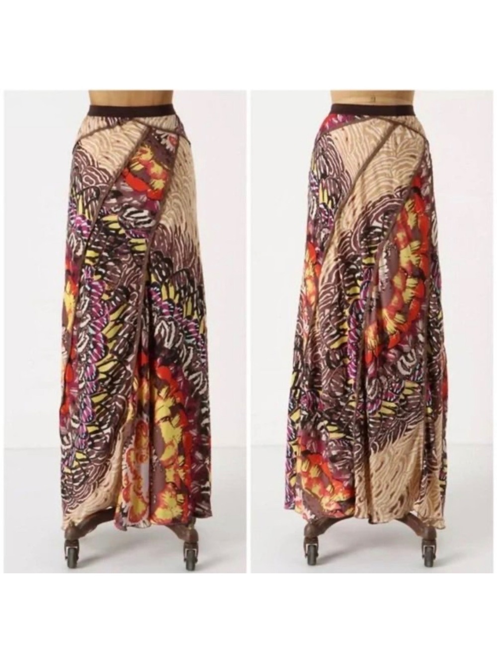 Anthropology medium fluttering patchwork skirt, long maxi